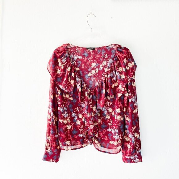 🦋 VICI Floral Among the Roses Cascading Top Blouse Medium - Picture 2 of 7